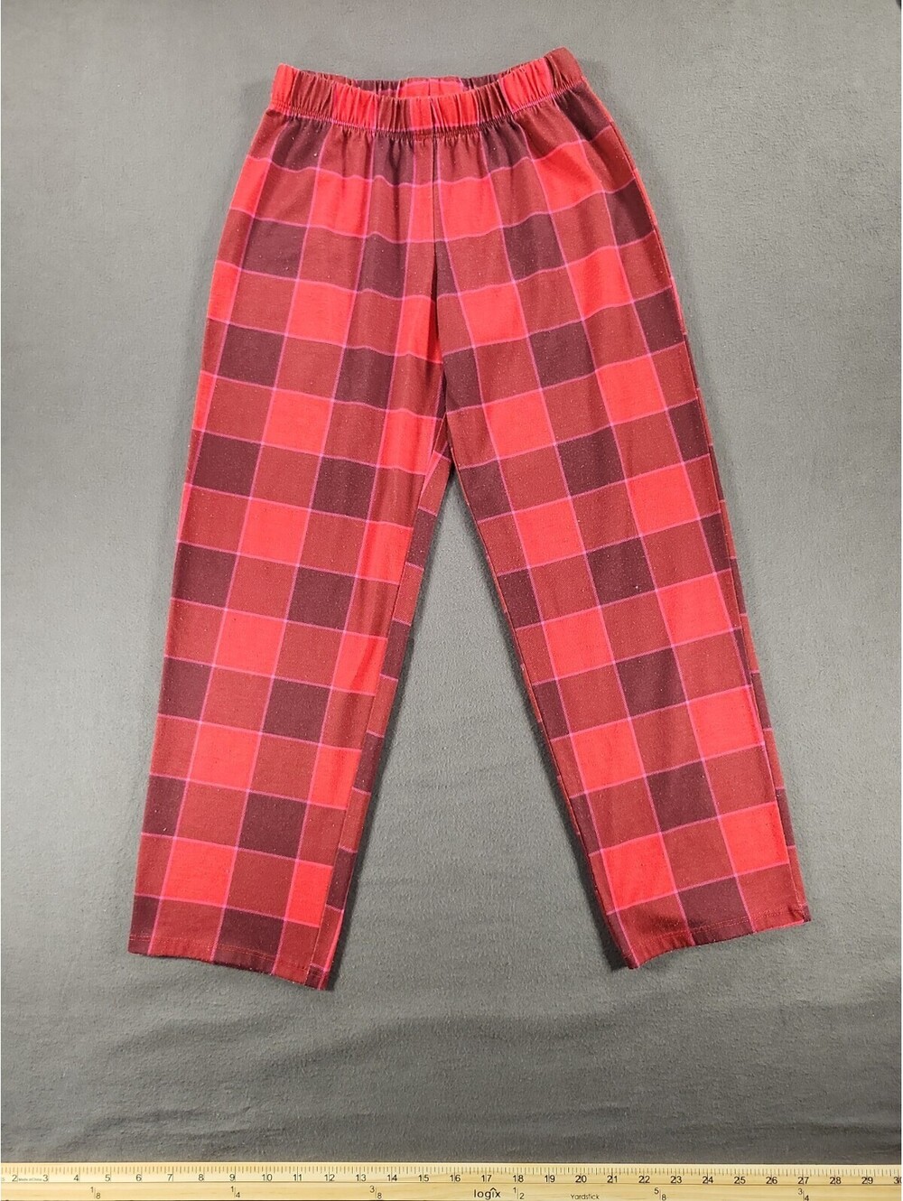Buffalo Plaid Christmas PJ Pants Kids 6-7 Red Black Cotton 256